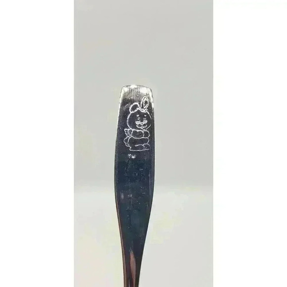 Vintage Angel Bunny SilverPlate Baby Cup Lid & Spoon Set NIB Mattel X Leonard - Picture 7 of 9